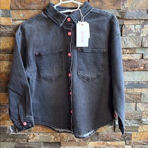 Kids Billiblush Denim Button-Up Shirt/Light Jacket Pink Buttons Bedazzle on Back